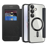 Transparent MagSafe Flip Wallet Samsung Case-Exoticase-For Samsung S26 Ultra-Black-Exoticase