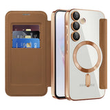 Transparent MagSafe Flip Wallet Samsung Case-Exoticase-For Samsung S26 Ultra-Brown-Exoticase