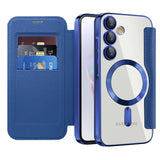 Transparent MagSafe Flip Wallet Samsung Case-Exoticase-For Samsung S26 Ultra-Dark Blue-Exoticase