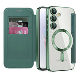 Transparent MagSafe Flip Wallet Samsung Case-Exoticase-For Samsung S26 Ultra-Green-Exoticase