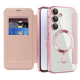 Transparent MagSafe Flip Wallet Samsung Case-Exoticase-For Samsung S26 Ultra-Pink-Exoticase