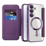 Transparent MagSafe Flip Wallet Samsung Case-Exoticase-For Samsung S26 Ultra-Purple-Exoticase