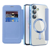 Transparent MagSafe Flip Wallet Samsung Case-Exoticase-For Samsung S26 Ultra-Sky Blue-Exoticase