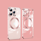 Transparent Magsafe iPhone Case with Full Camera Lens Cover - Exoticase - For iPhone 15 Pro Max / Pink