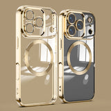 Transparent Magsafe iPhone Case with Full Camera Lens Cover-Exoticase-For iPhone 17 Pro Max-Gold-Exoticase
