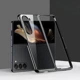 Transparent Plated Hinge Covered Samsung Galaxy Z Fold Case-Exoticase-For Z Fold 7-Black no Hinge-Exoticase