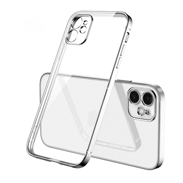 Transparent Plated Square iPhone Case-Exoticase-for iPhone 15 Pro Max-Silver-