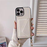 Trendy Crossbody Shoulder Strap Wallet Apple iPhone Case-iPhone Case-Exoticase-For iPhone 14 Pro Max-White-