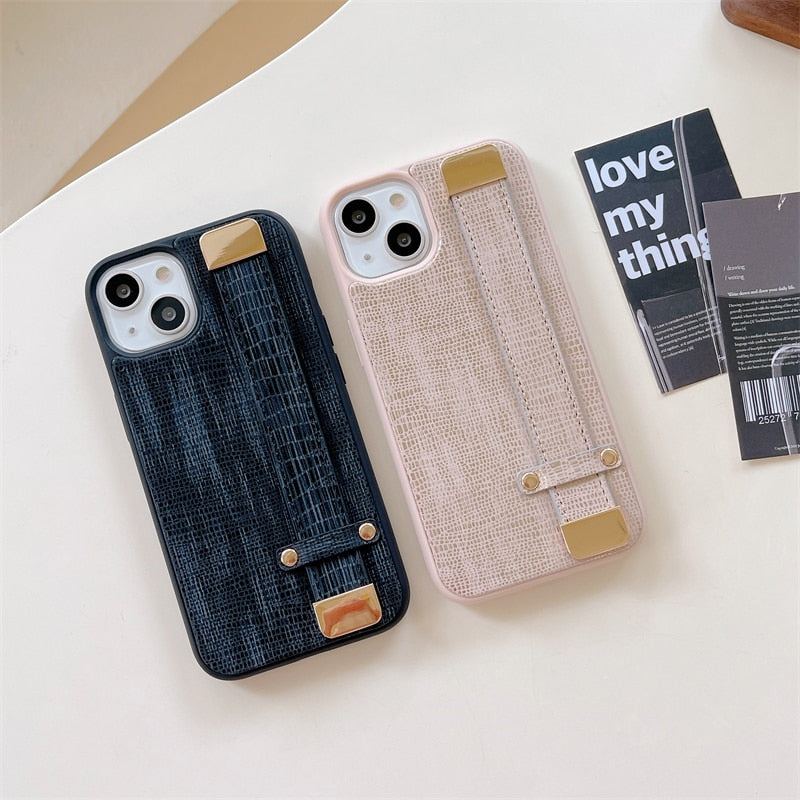 Trendy Finger Strap Textured iPhone Case-Exoticase-Exoticase