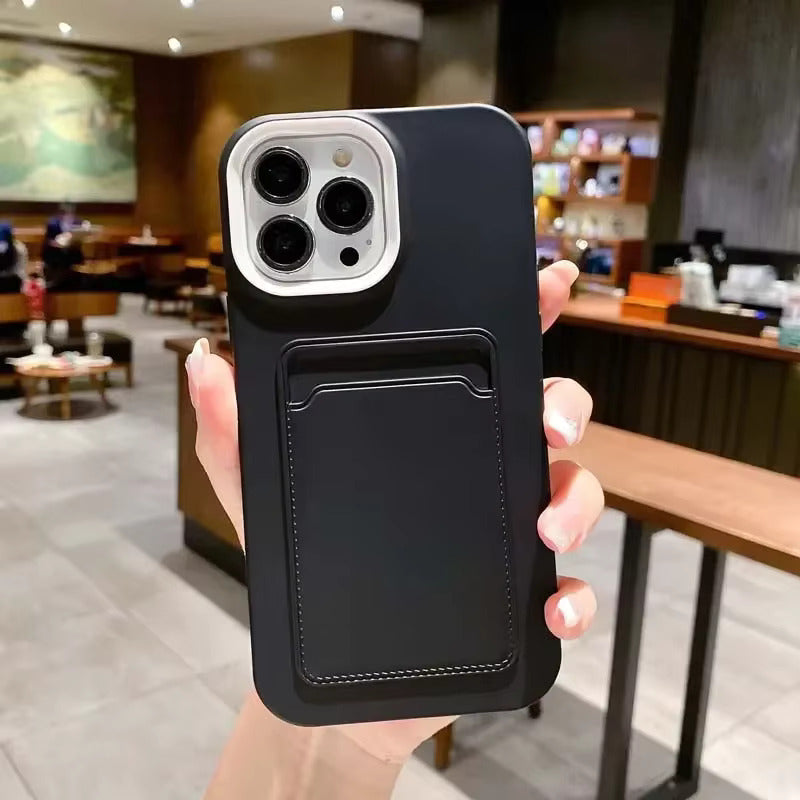 Two Tone Silicone iPhone Case with Card Pocket-Exoticase-For iPhone 16 Pro Max-Black-Exoticase