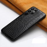 Two-tone Genuine Leather Samsung Case-Exoticase-For Samsung S23 Ultra-Black-