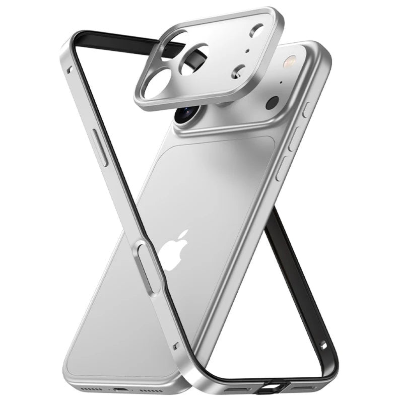 Ultralight Alloy Flat Lipless iPhone Bumper Frame-Exoticase-17 Pro Max Silver color