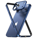 Ultralight Alloy Flat Lipless iPhone Bumper Frame-Exoticase-17 Pro Max Blue Titanium color