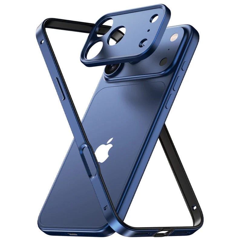 Ultralight Alloy Flat Lipless iPhone Bumper Frame-Exoticase-17 Pro Max Blue Titanium color