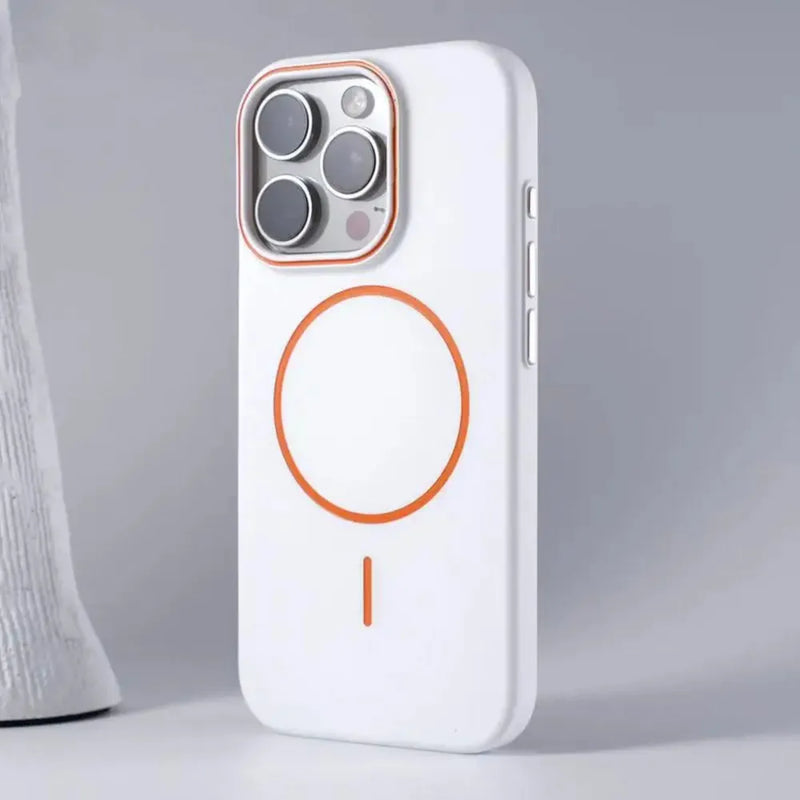 Ultrathin Orange Contrast MagSafe iPhone Case-Exoticase-For iPhone 16 Pro Max-White-Exoticase