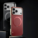 Vacuum Plated Sides Leather MagSafe Ring iPhone Case-Exoticase-Exoticase