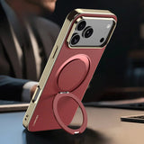Vacuum Plated Sides Leather MagSafe Ring iPhone Case-Exoticase-Exoticase