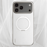 Vacuum Plated Sides Leather MagSafe Ring iPhone Case-Exoticase-For iPhone 17 Pro Max-White-Exoticase