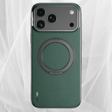 Vacuum Plated Sides Leather MagSafe Ring iPhone Case-Exoticase-For iPhone 17 Pro Max-Green-Exoticase
