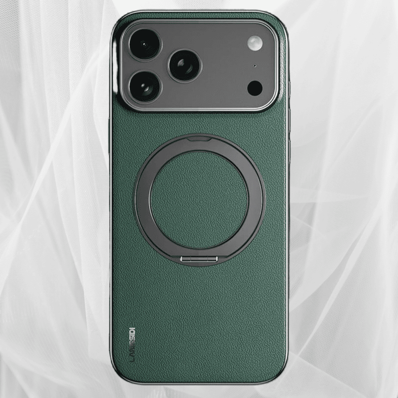 Vacuum Plated Sides Leather MagSafe Ring iPhone Case-Exoticase-For iPhone 17 Pro Max-Green-Exoticase