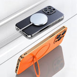 Vacuum Plated Sides Leather MagSafe Ring iPhone Case-Exoticase-Exoticase