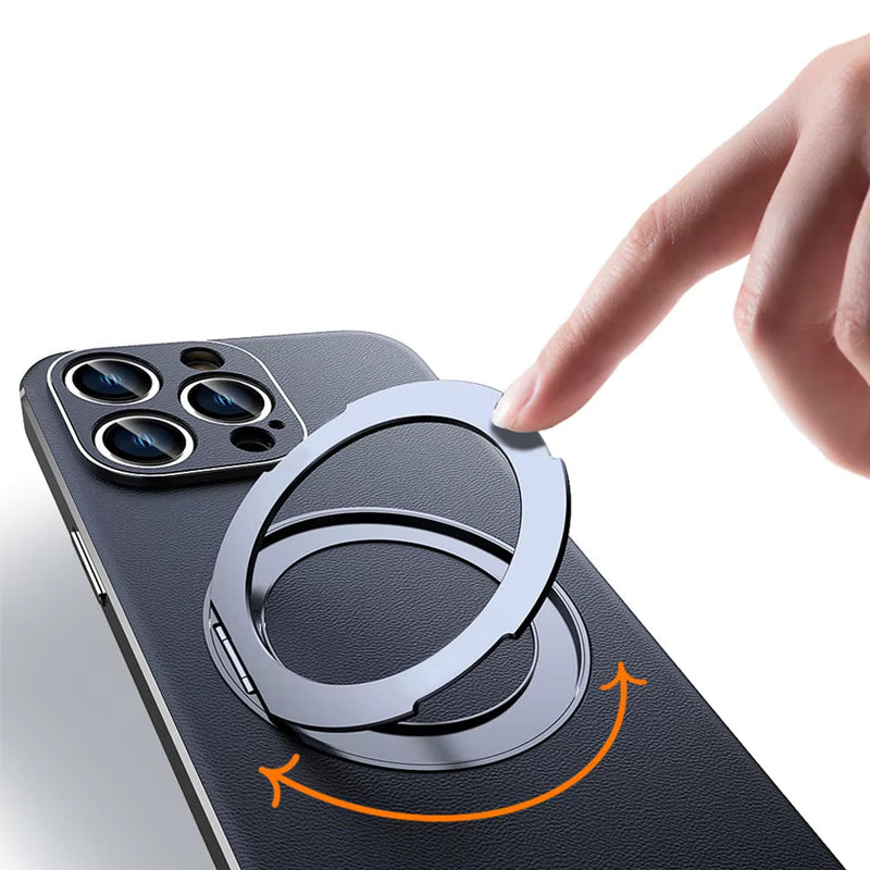 Vacuum Plated Sides Leather MagSafe Ring iPhone Case-Exoticase-Exoticase