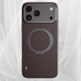 Vacuum Plated Sides Leather MagSafe Ring iPhone Case-Exoticase-For iPhone 17 Pro Max-Brown-Exoticase