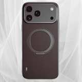 Vacuum Plated Sides Leather MagSafe Ring iPhone Case-Exoticase-For iPhone 17 Pro Max-Brown-Exoticase