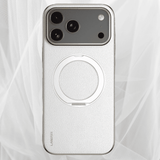 Vacuum Plated Sides Leather MagSafe Ring iPhone Case-Exoticase-For iPhone 17 Pro Max-White-Exoticase