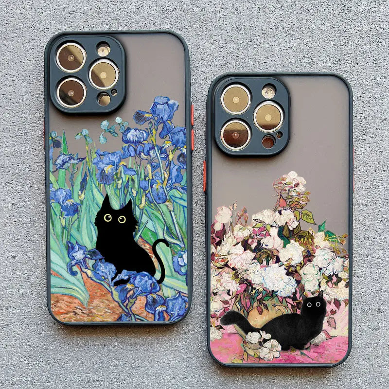 Oil Painting Van Gogh Art Cat iPhone Case-Exoticase-Exoticase