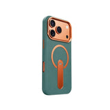 Vertical KickStand Leather iPhone Case-Exoticase-Green-For iPhone 15 Pro-Exoticase