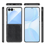 Black phone case for Samsung Galaxy Z Flip7 with front, back, and side views on a white background.