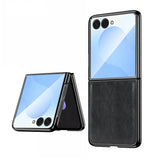 Vintage Faux Leather Plated Samsung Flip Case-Exoticase-Black-For Z Flip 7-Exoticase