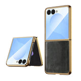 Vintage Faux Leather Plated Samsung Flip Case-Exoticase-Green-For Z Flip 7-Exoticase