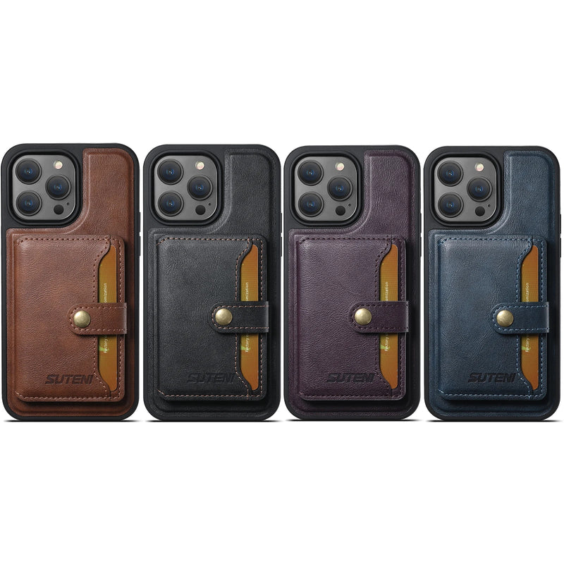 Vintage Leather Removable Card Wallet iPhone Case-Exoticase-Exoticase