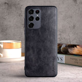 Vintage PU Leather Samsung Galaxy Case-Exoticase-S23 Ultra-Black (Design 1)-