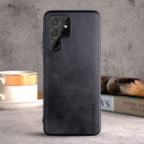 Vintage PU Leather Samsung Galaxy Case-Exoticase-S23 Ultra-Black (Design 2)-