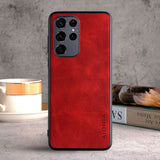 Vintage PU Leather Samsung Galaxy Case-Exoticase-S23 Ultra-Red (Design 1)-