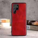 Vintage PU Leather Samsung Galaxy Case-Exoticase-S23 Ultra-Red (Design 2)-