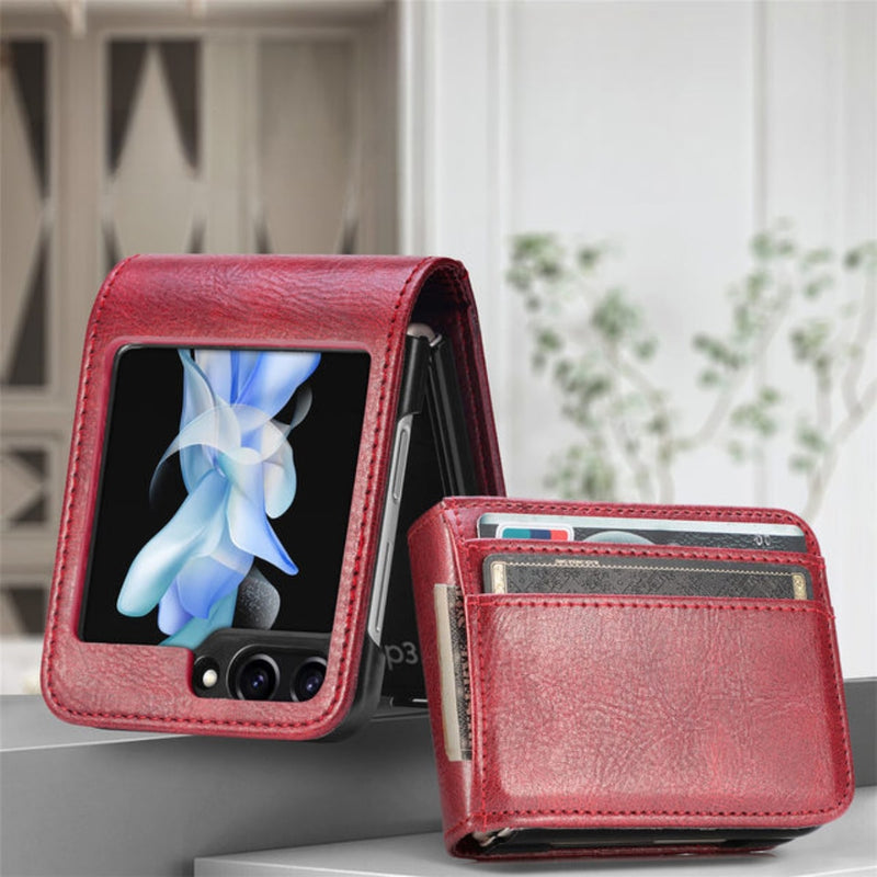Wallet Samsung Z Flip Case-Exoticase-For Samsung Z Flip 5-Red-
