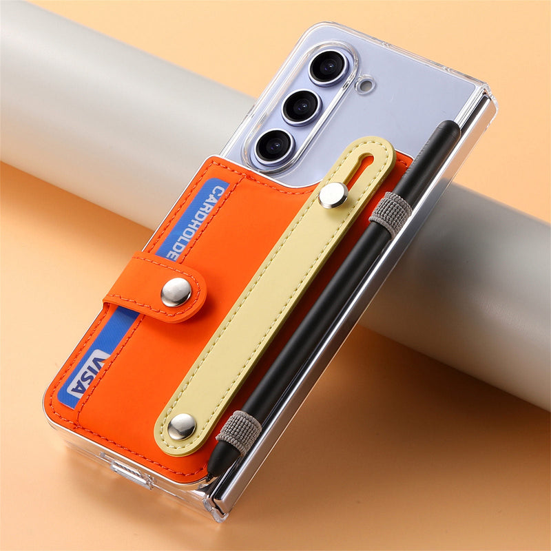 Wallet Wristband Pen Holder Samsung Z Fold 5 Case-Exoticase-Orange-For Samsung Z Fold 5-Exoticase