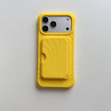 Wave Pattern Shockproof iPhone Case with Detachable Wallet-Exoticase-Bright Yellow-iPhone 17 Pro Max-Exoticase