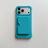 Wave Pattern Shockproof iPhone Case with Detachable Wallet-Exoticase-Cyan-iPhone 17 Pro Max-Exoticase