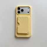 Wave Pattern Shockproof iPhone Case with Detachable Wallet-Exoticase-Light Yellow-iPhone 17 Pro Max-Exoticase