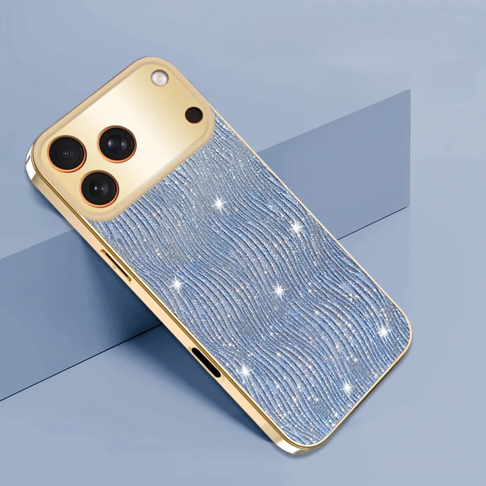 Wavy Glitter Water Ripple iPhone Case, iPhone 17 Pro Max / Blue Wavy Glitter Water Ripple iPhone Case, iPhone 17 Pro Max / Blue