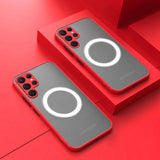Wireless Charging Compatible Matte Silicone Samsung Case-Exoticase-For Samsung S23 Ultra-Red-