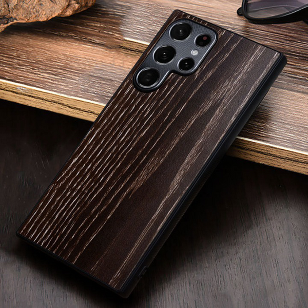 Wood Grain Samsung Case-Exoticase-for Galaxy S23 Ultra-Coffee-