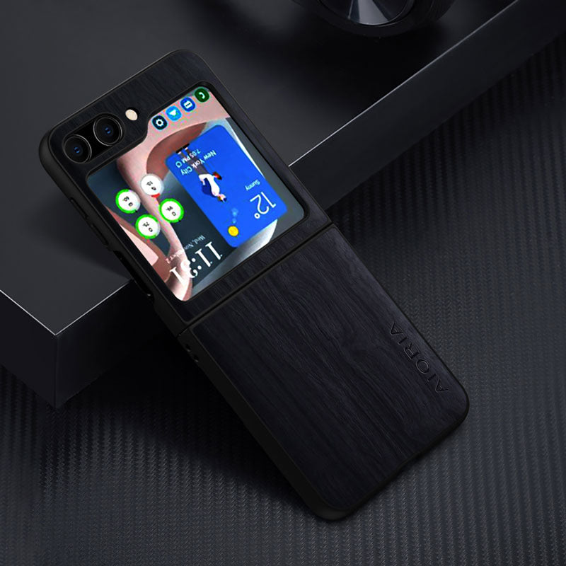 Wood Pattern Samsung Z Flip 5 Case-Exoticase-Black-Exoticase