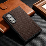 Woven Pattern Premium PU Leather Samsung Fold Case-Exoticase-for Z Fold 8 Ultra-Coffee-Exoticase