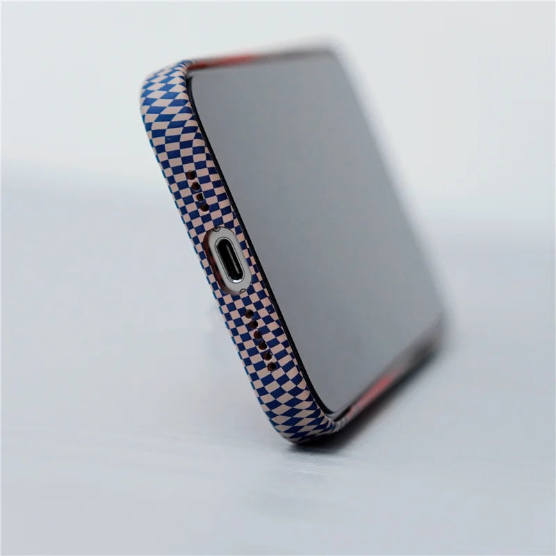 Woven Plaid Pattern Camera Bracket iPhone Case-Exoticase-Exoticase